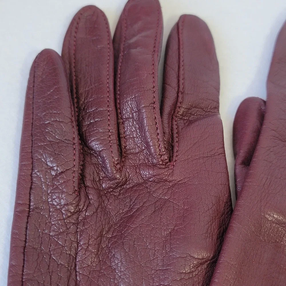 Vintage Stetson Burgundy Leather Opera Gloves Size 6 1/2 Formal Evening Wear EUC